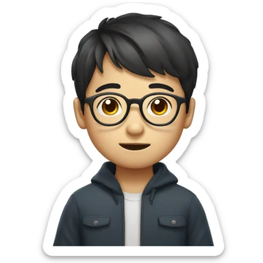 korean boy with glasses sticker