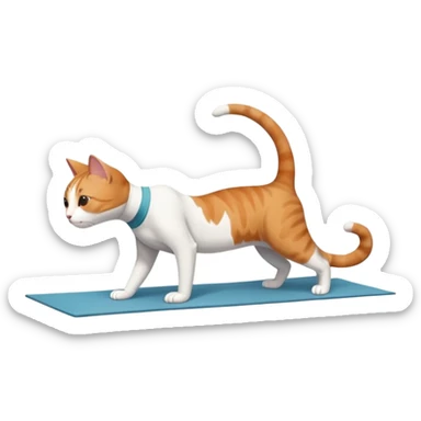 cat in downward dog yoga pose, triangle pose with raised hips sticker