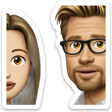 Brad Pitt with Angelina Jolie sticker