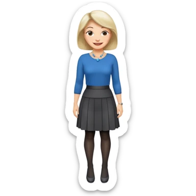 a fashionable middle aged woman, wearing skirt and tights  sticker