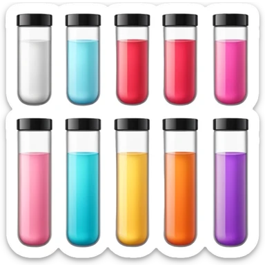 emoji of beauty tubes and jar with brand labels, minimalistic design sticker