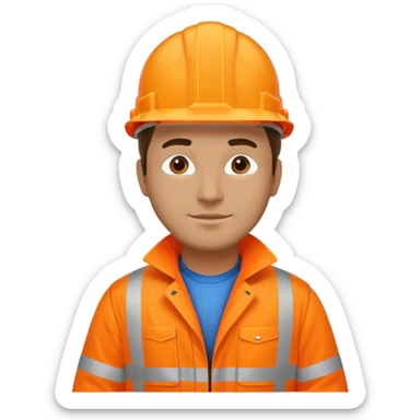 man in hi vis orange coat and jeans sticker