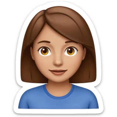 emoji of a 30-year-old woman, mature appearance, brown hair, friendly expression sticker
