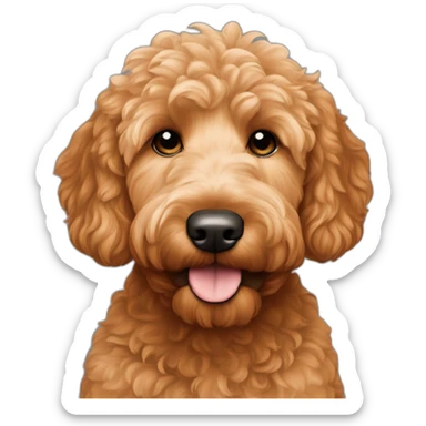 red/apricot colored F1B mini goldendoodle profile headshot sticker