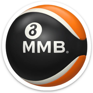 Pool ball back ball with the “MB” written on it. sticker