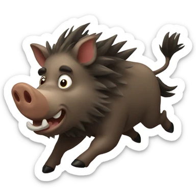 flying wild boar sticker