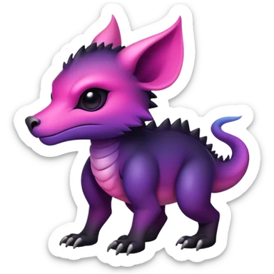 Cool Edgy Black-pink-purple-gradient badass vernid-animal-creature full bodyd sticker