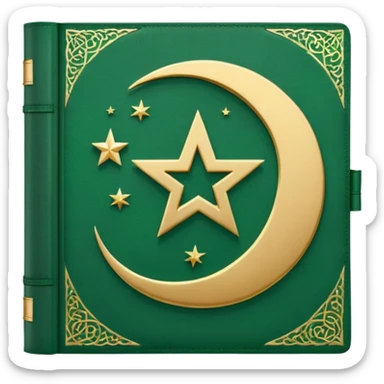 Closed Quran with the Islamic Symbol on it (moon and star) green sticker