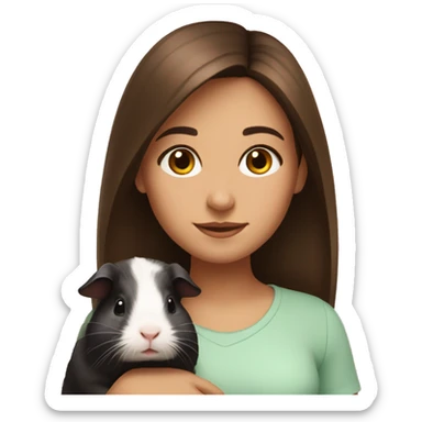 brunette girl with guinea pig sticker
