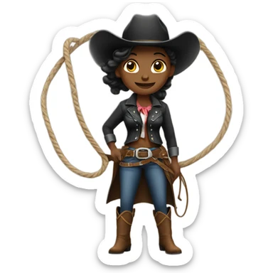 Black cowgirl with a lasso sticker