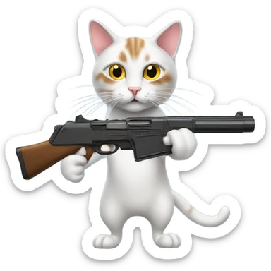 Cat shooting a gun sticker