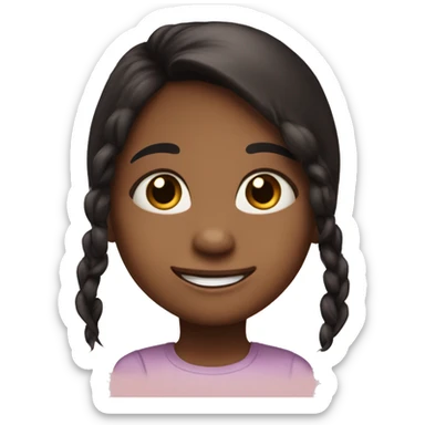 5 years old gir. Brown skin, happy face and whavy black long hair  sticker
