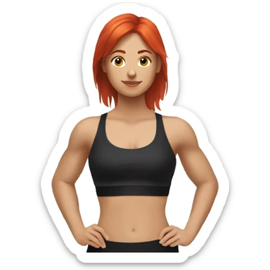 red haired girl and black haired girl working out sticker
