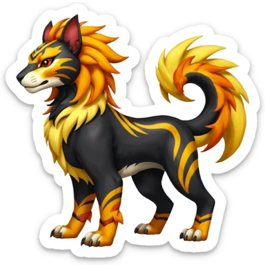 Shiny Glowing Legendary Epic Pyroar-Torracat-Luxray-Tigress-Houndoom-Liger-Hybrid-Fakemon-hybrid-Creature (full body) sticker