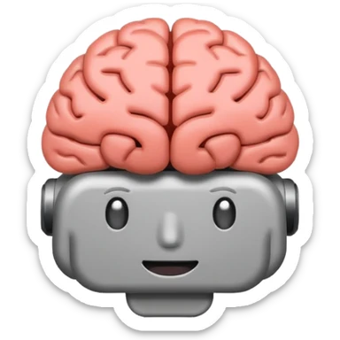 brain emoji with a low battery logo sticker