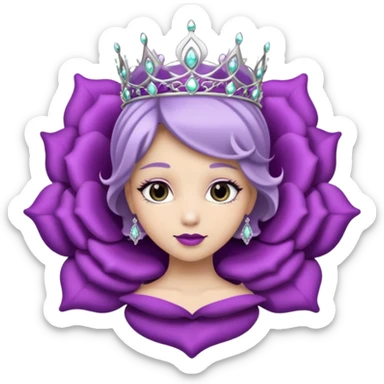 Purple rose flower, silver circle plaque, silver tiara sticker