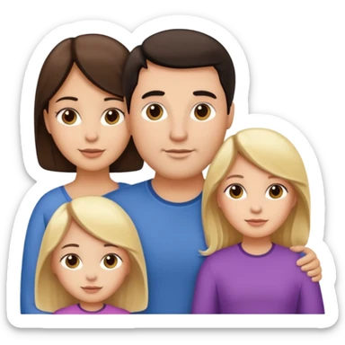 Familia de 4 personas : Hombre gordito pelo oscuro, Mujer pelo cafe, hija 1 pelo mono , hija 2 pelo oscuro. sticker