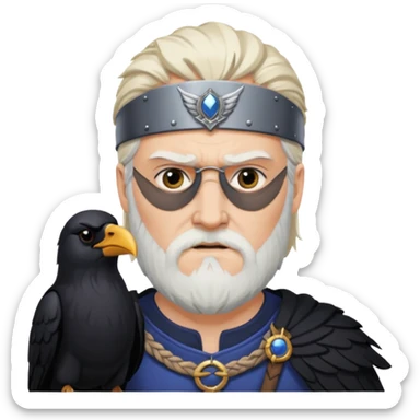 norse god odin with one eyepatch on his left eye and raven on his shoulder sticker