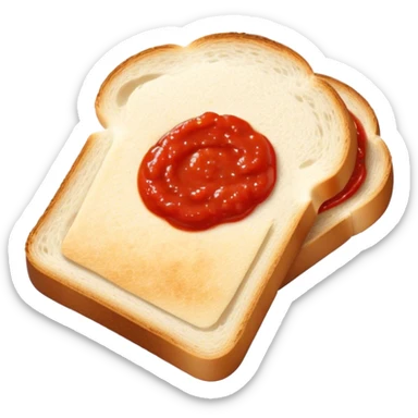 slice of bread with with a line small amount of tomatoe sauce on top sticker
