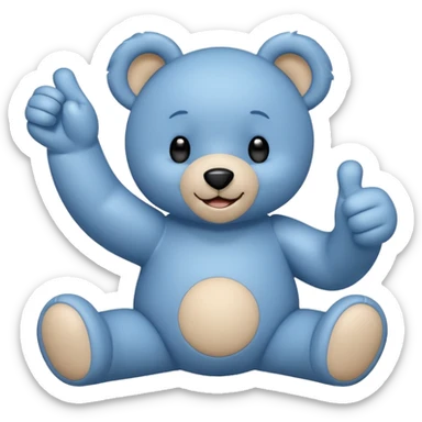 Un petit nounours peluche bleu qui souris et qui tend un bras avec un pouce en l'air  sticker