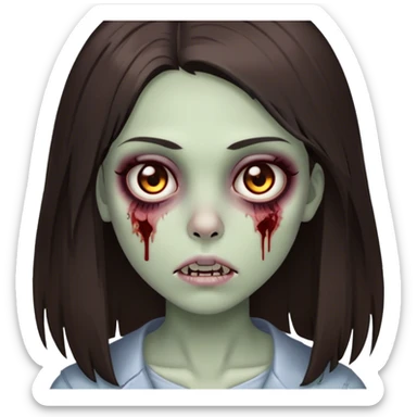 brunette zombie girl with medium straight hair with brown eyes sticker