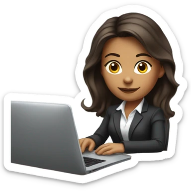 beautiful brunette girl working in an office sticker