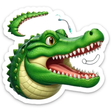 an alligator opening its mouth in a dentist's office sticker