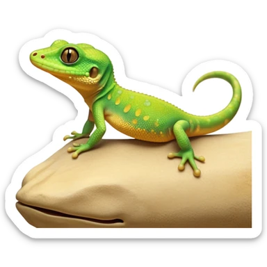 cinematic-cute-realistic gecko-portrait-emoji,-head-tilted-playfully-and-inquisitively,-featuring-a-small,-charming-body-with-smooth,-vividly-patterned-scales,-bright,-sparkling-eyes-and-delicate,-sticky-toe-pads,-simplified-yet-irresistibly-adorable sticker