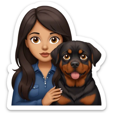 Latina with long dark brown hair and Rottweiler dog sticker