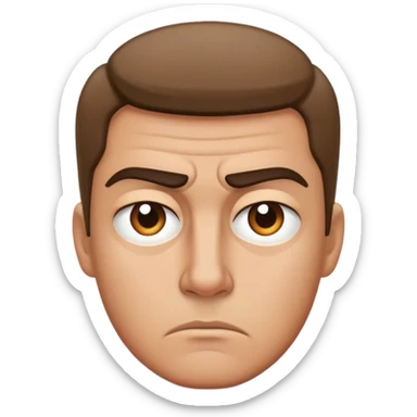 stern serious face with furrowed brow sticker