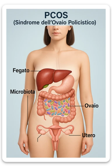 donna supportare fegato e microbiota in 3D immagine medica donna pcos in italiano  sticker