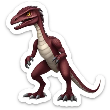 Maroon edgy badass modern handsome velociraptor-dragon-Digimon, full body sticker