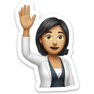 Create an emoji of a woman European  under 30 years old with a hand waving. sticker