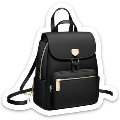 small black commuter backpack purse, women's, clean minimal aesthetic, plain sticker
