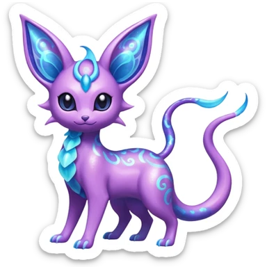 Shiny Sparkly Bioluminescent Glowing Espeon-Lumineon-Skitty-Amaura-Dragonair-Fakémon-hybrid-creature (full body)  sticker