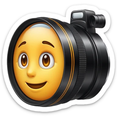A simple camera lens, apple emoji style, side view sticker