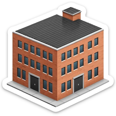 a 2d warehouse in black and white for a report from the outside. It should be the size of an emoji sticker