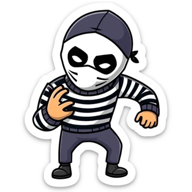 classic robber with mask and striped shirt sticker