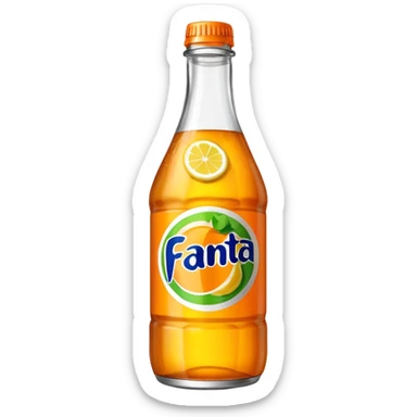 Una botella de cristal con el logo de Fanta con Fanta de limón dentro de color amarillo AMARILLA sticker
