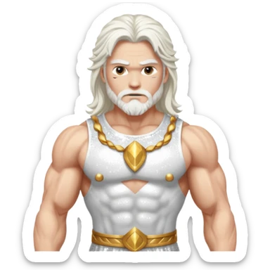 Jupiter, God of Thunder from Gods and Goddesses with long white hair, white sequin outfit sticker