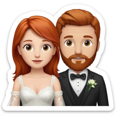 Red hair bride and brown hair groom with beard sticker