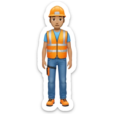man in orange hi vis vest and jeans, standing full body sticker