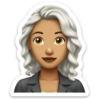 Chica morena con ojos cafés y cabello rizado  sticker