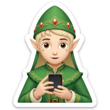 elf with russia custome dress and smartphone sticker