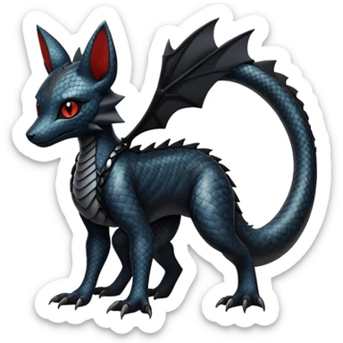 Sophisticated Modern Gothic Gloomy Futuristic Scaly Cyber-Salandit-Umbreon-Litten-Hybrid (Full body) sticker