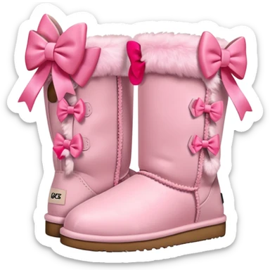 realistic pastel pink uggs with bows on the back sticker