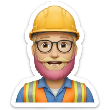 blond man with long beard construction worker and spectacles sticker