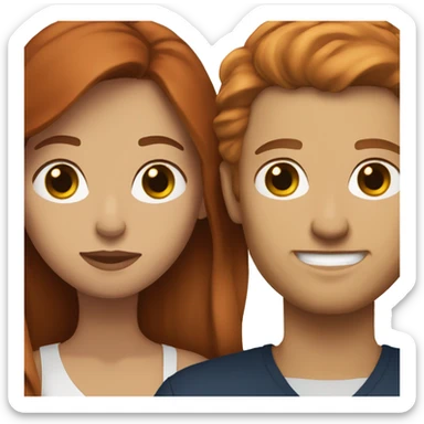 Auburn hair woman with brunette white man sticker