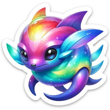  Shiny sparkly transparent exotic tropical iridescent colorful nebula rainbow gradients cyber-Protogen-Fakémon-Pokémon-Vernid-creature sticker
