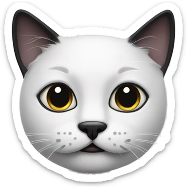 white Black cat with a black mustache  sticker